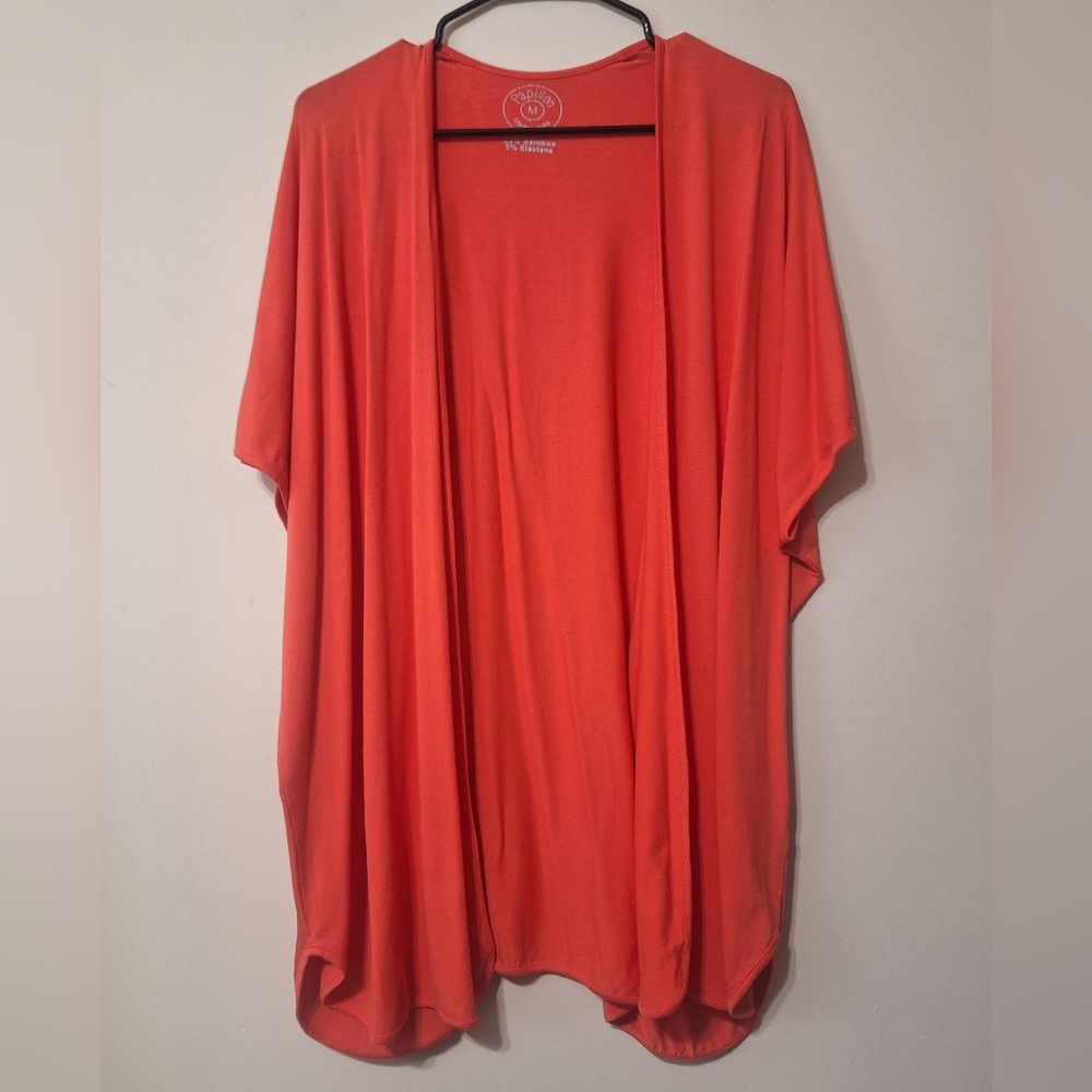 Papillon Bamboo Open Front Batwing Cardigan Orange Red Medium - Picture 2 of 8